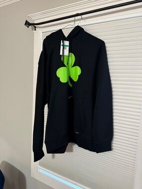 Nike Black Crewneck Sweatshirt with Bright Green Clover Graphic